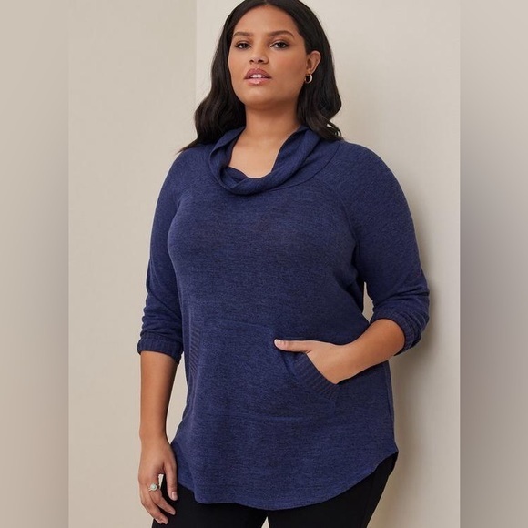 torrid Tops - Super Soft Plush Cowl Neck Raglan Tunic Sweatshirt 2X